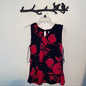 Calvin Klein Black Tank Top with Red Flowers